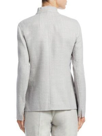 Shop Akris Oberon Reversible Wool Jacket In Gravel-off White