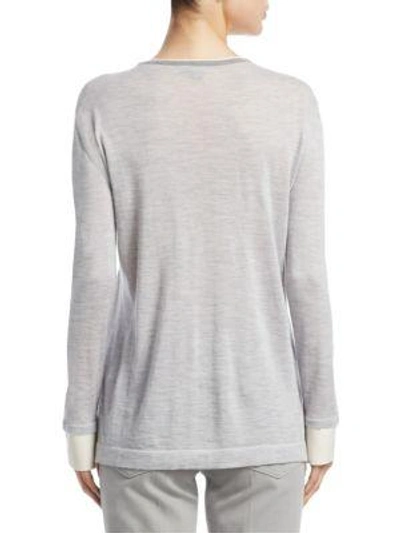 Shop Akris Cashmere & Silk Pullover In Gravel-paper