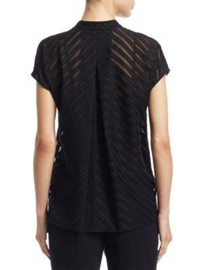 Shop Akris Striped Cotton Viole Blouse In Black