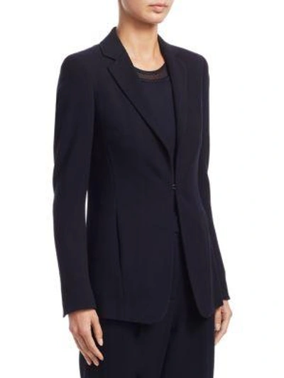 Shop Akris Punto Wool Garbadine Blazer In Navy