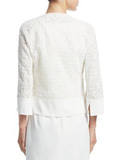 Shop Akris Octagon Embroidered Jacket In Paper