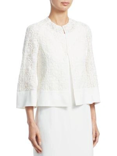Shop Akris Octagon Embroidered Jacket In Paper