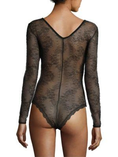 Shop La Perla Lace Frills Bodysuit In Black