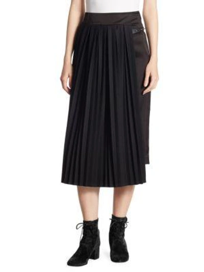 Shop Loewe Pleated Panel A-line Skirt In Black