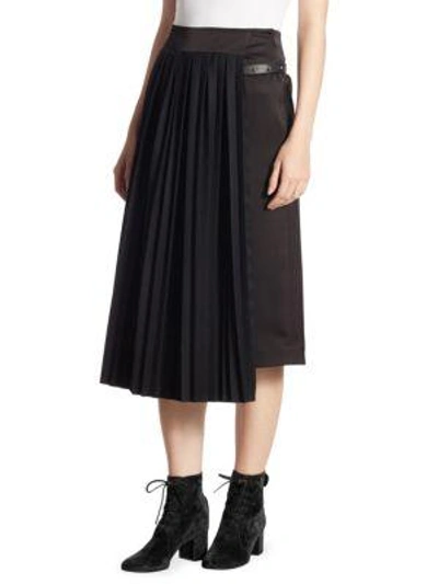 Shop Loewe Pleated Panel A-line Skirt In Black