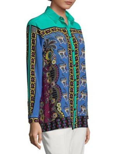 Shop Etro Jungle Silk Shirt In Multi