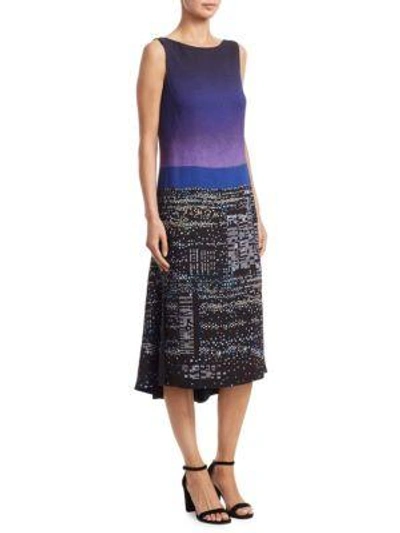Shop Akris Punto Twilight City-print Midi Dress In Multi