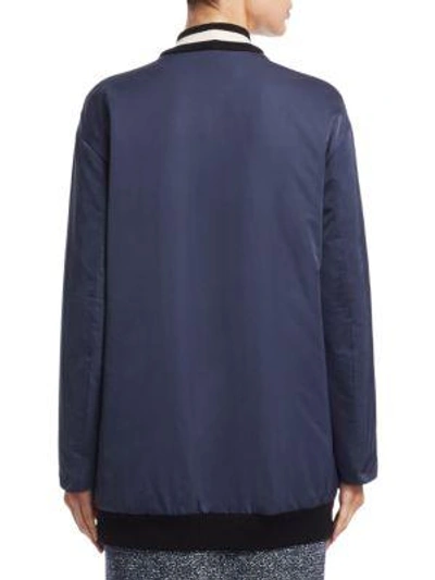 Shop Akris Punto Techno Long Bomber Jacket In Indigo