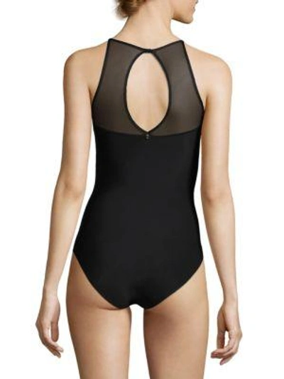 Shop Chantelle Babylone Mesh Twist Bodysuit In Black