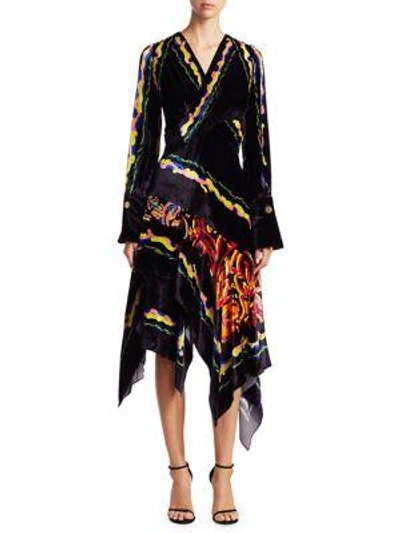 Shop Peter Pilotto Velvet Asymmetric Dress In Multi