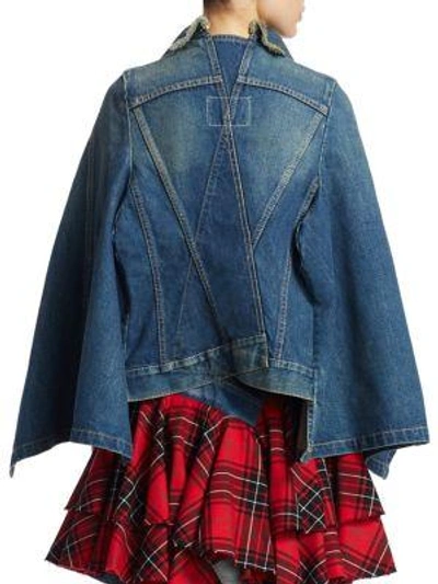 Shop Junya Watanabe Cotton Denim Cape Jacket In Indigo