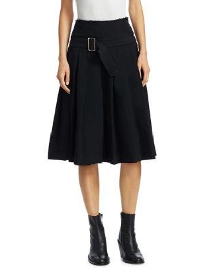 Shop Comme Des Garçons Belted Pleated Skirt In Black
