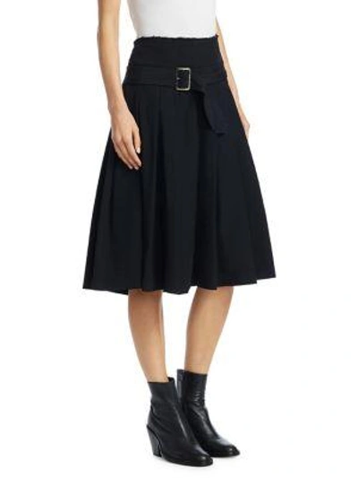 Shop Comme Des Garçons Belted Pleated Skirt In Black