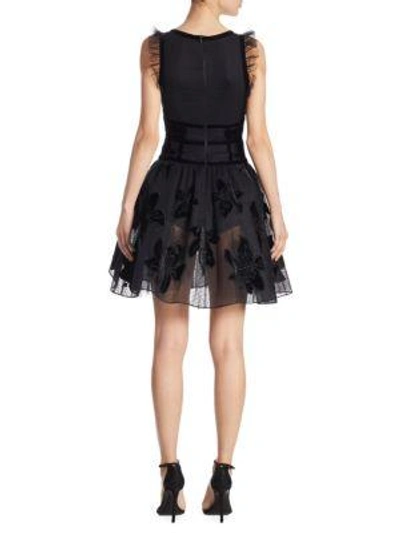 Shop Elie Saab Sheer Skirt Fit-&-flare Dress In Black