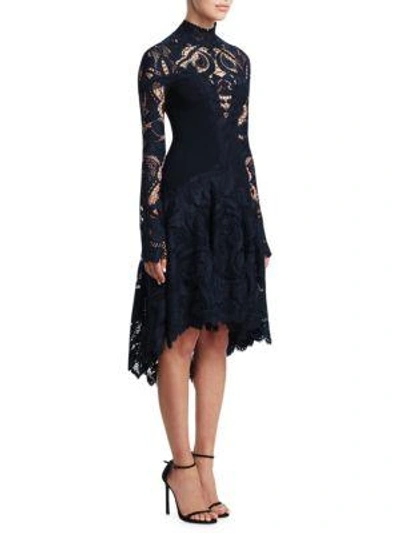 Shop Jonathan Simkhai Embroidered Lace Hi-lo Dress In Midnight