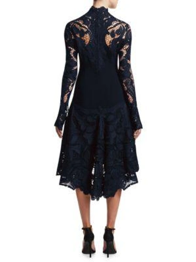 Shop Jonathan Simkhai Embroidered Lace Hi-lo Dress In Midnight
