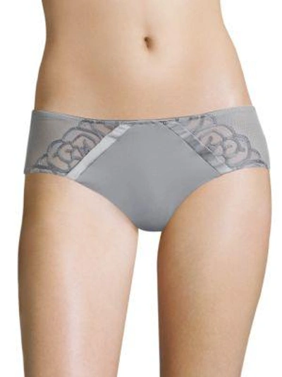 Shop Chantelle Luxembourg Embroidered Hipster In Soft Gray