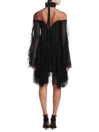 Shop Jonathan Simkhai Gathered Layered Silk Dress In Black