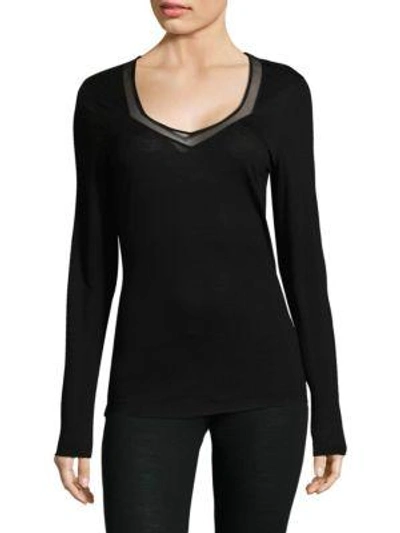 Shop Hanro Calla Long-sleeve Top In Black