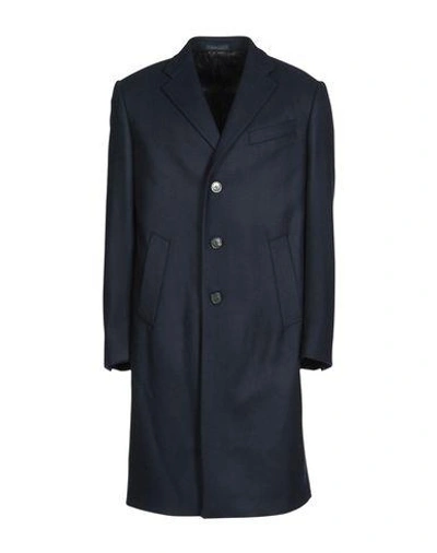 Shop Armani Collezioni Full-length Jacket In Dark Blue