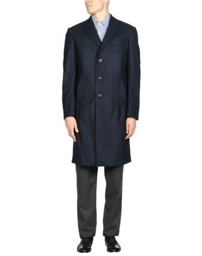 Shop Armani Collezioni Full-length Jacket In Dark Blue