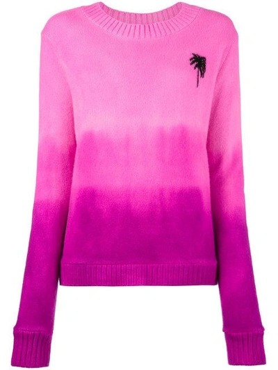 Shop The Elder Statesman Pink Tie Dye Palm Tree Cashmere Sweater
