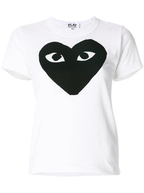 cdg white shirt black heart