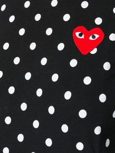 Shop Comme Des Garçons Play Polka Dot Heart Logo T-shirt In Multicolour ,black