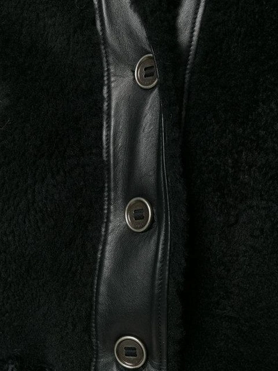Shop Kenzo Buttoned Shearling Coat - Black