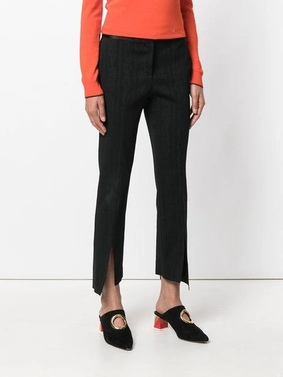 Shop Versace Cropped Tailored Trousers - Black