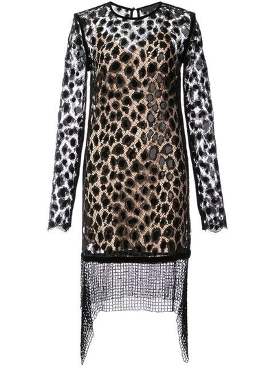 Shop Alexander Wang Leopard Lace Long Sleeve Dress In Black