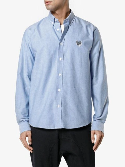 Shop Kenzo Tiger Plaque Shirt - Blue