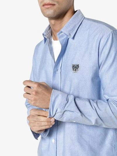 Shop Kenzo Tiger Plaque Shirt - Blue