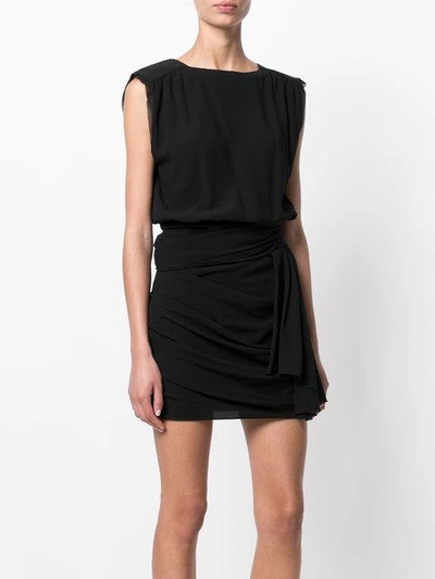 Shop Saint Laurent Wrap Fitted Dress - Black