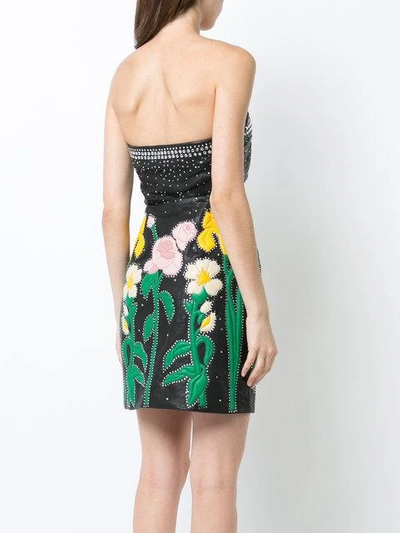 Shop Gucci Flower Intarsia Strapless Dress - Black