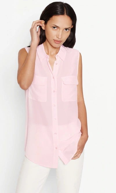 Shop Equipment Sleeveless Slim Signature Silk Shirt In Petal Pink