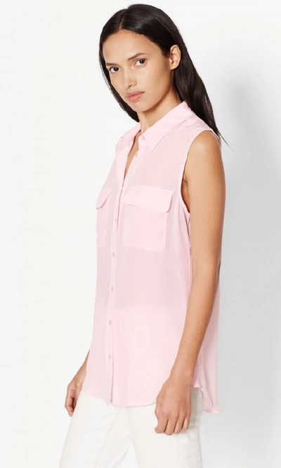 Shop Equipment Sleeveless Slim Signature Silk Shirt In Petal Pink