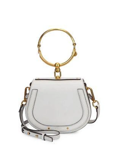 Shop Chloé Small Nile Leather & Suede Bag In Airy Grey