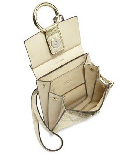 Shop Chloé Faye Mini Bracelet Leather Shoulder Bag In Gold