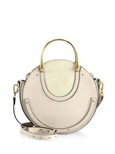 Shop Chloé Pixie Medium Circle Leather Shoulder Bag In Abstract White