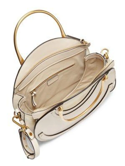 Shop Chloé Pixie Medium Circle Leather Shoulder Bag In Abstract White