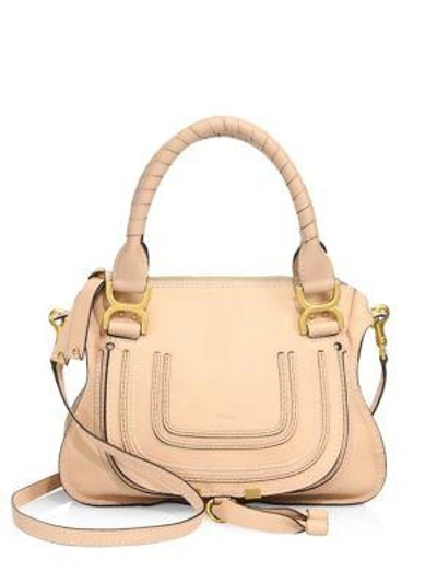 Shop Chloé Small Marcie Leather Satchel In Blush Nude