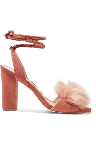 Loeffler Randall Nicolette Faux Fur-trimmed Suede Sandals | ModeSens