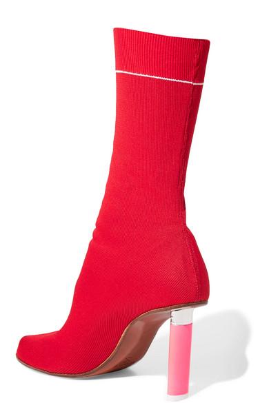 Vetements Knit Sock Booties With Lighter Heel In White | ModeSens