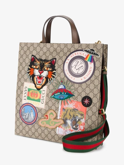 Shop Gucci Gg Supreme Applique Tote Bag