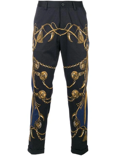 Shop Dolce & Gabbana Military Print Cropped Trousers