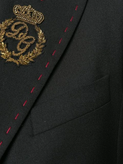 Shop Dolce & Gabbana Long-line Blazer With Contrast Stitching - Black