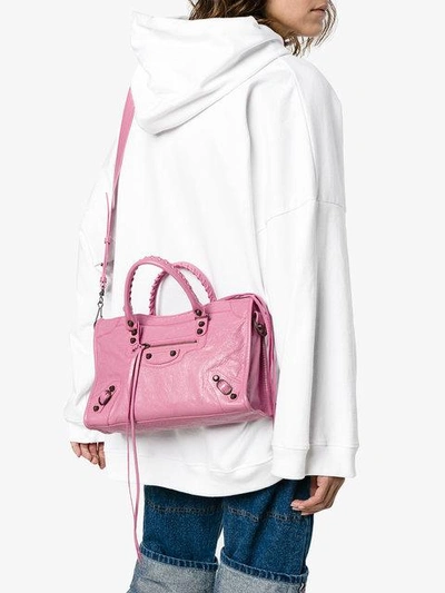 Shop Balenciaga Small Pink Leather City Bag