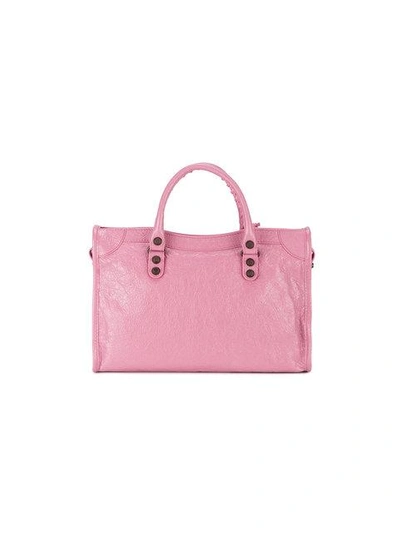 Shop Balenciaga Small Pink Leather City Bag