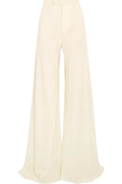Shop Etro Silk-jacquard Wide-leg Pants In Ivory